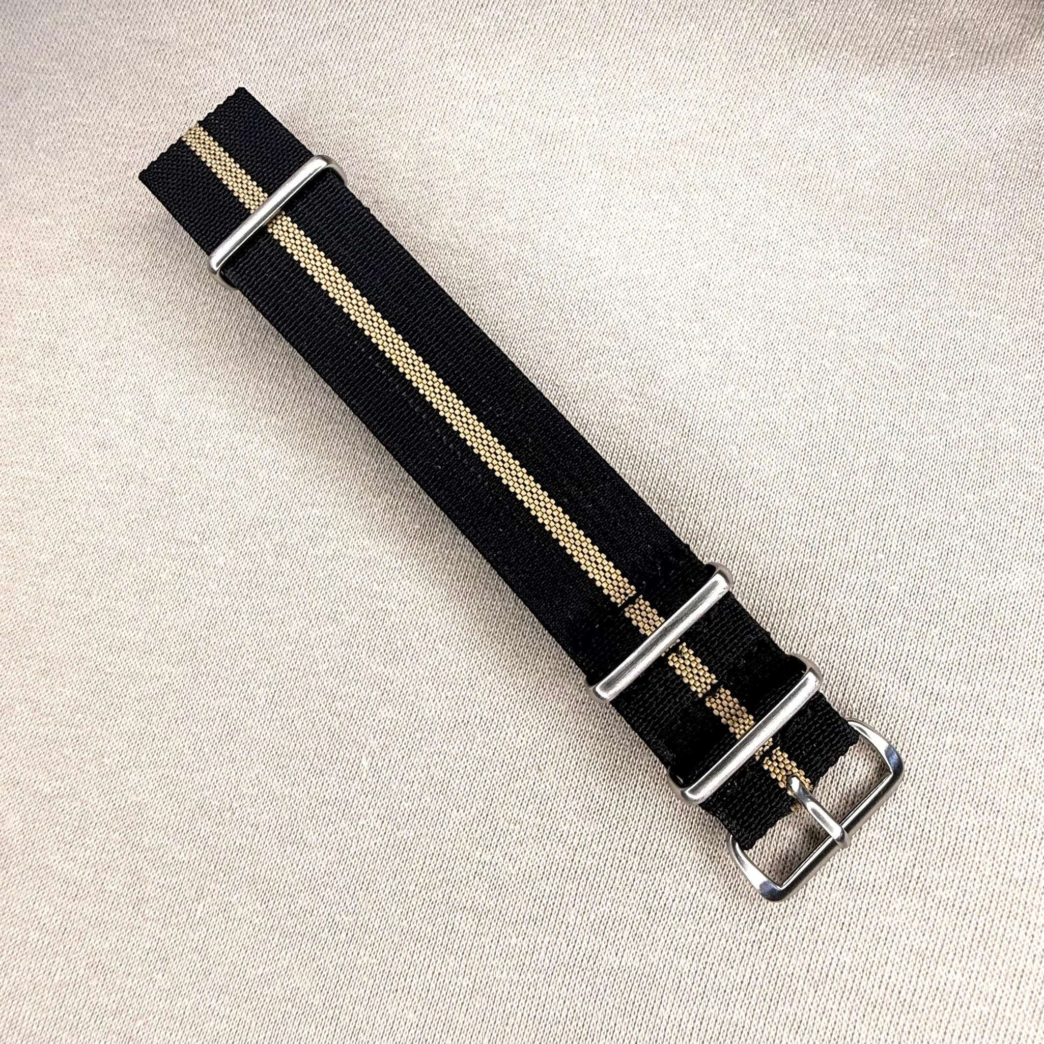 Striped Black Beige Classic NATO Strap